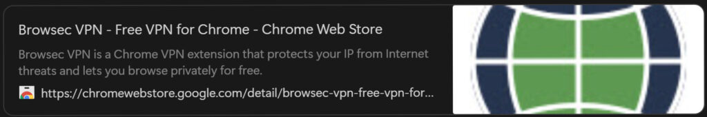 Chrome 瀏覽器 - 安裝擴充套件（Browsec VPN），點選以下連結