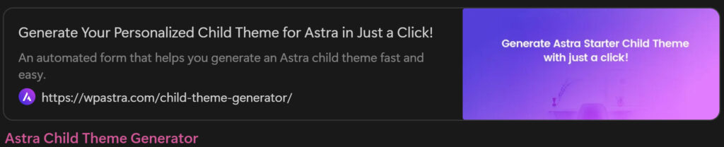 安裝子主題（Astra Child）